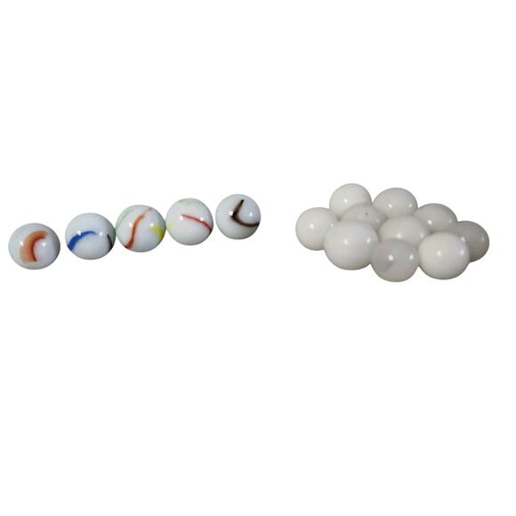 Lot 15 Vintage Milk Glass MARBLES Swirl Stripe White - Picture 1 of 6